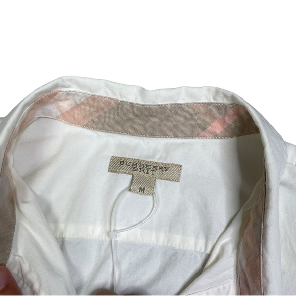 Burberry Brit Women shirt Button Down classic White Cotton Nova check Cuff M - Picture 5 of 13